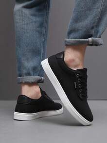 男士时尚休闲运动帆布鞋，适合所有季节 - 黑色 - 查看 2