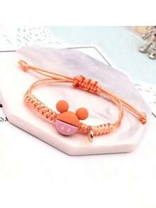 1pc Handmade Beaded Cartoon Bracelet, Adjustable With Rhinestone Decor, Candy Color Bracelet Suitable For Women And Couples, Party Jewelry, Small Party Favors, Birthday And Holiday Party Accessories, Adjustable Rhinestone Decorated Bracelet, Suitable As A Gift For Girls And Friends - A - View 13