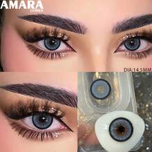 AMARA 1 Pair Grey-Blue Color Disposable Lens, 14.5mm, Suitable For Halloween Costumes - DIAMOND-bLUE - View 2