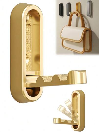 Heavy Duty Foldable Wall Hook, Space-Saving Modern Folding Wall Hook, Suitable For Hanging Heavy Items Like Towels, Coats, Bags, Brooms, No Drilling Required, Adhesive For Bathroom, Household Organizer Essential
