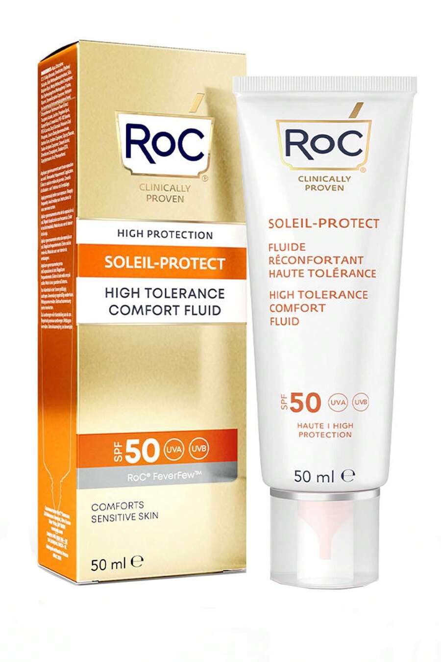 RoC Soleil Protect High Tolerance Comfort Fluid 50ml Sensitive Skin SPF50 - White - View 1
