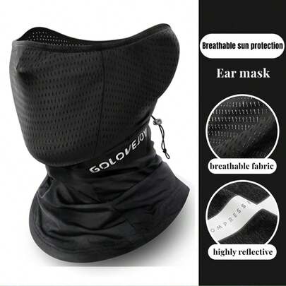 AD 1pc Gray Windproof Dustproof UV Protection Cycling Face Mask, Outdoor Bicycle Motorcycle Sports Breathable Neck Gaiter