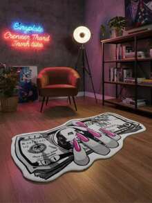 1pc, New Annual Dollar 3D Creative Funny! New Dollar Bill Floor Mat, Gift Decoration, Creative Living Room Carpet Bedroom Bedside Rug Entryway Door Mat, Multiple Patterns New Arrival, Decorative Carpet, Bedroom Decor, Small Rug - Multicolor - View 3