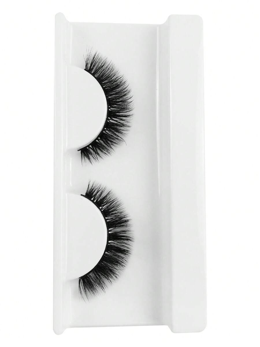 1 Pair Natural Lengthening Eyelashes - Black - View 1