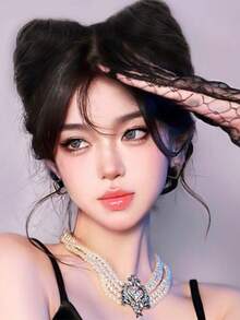 猫耳假发发髻发夹，蓬松假发髻发饰，可爱甜美双发髻发夹，假发环双发髻发型，角色扮演猫咪花苞头饰 HA2770 - 彩色 - 查看 8