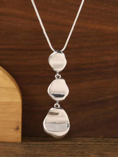 1 pieza Collar largo con colgante de aleación geométrico asimétrico minimalista y de moda, collar con colgante de estilo bohemio, elegante y vintage, adecuado para uso diario