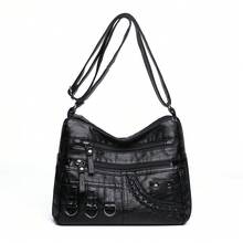 Women's PU Rivet Iron Ring Small Accessory Retro Gift Bag, Portable Versatile Large Capacity Crossbody Bag - Black - View 4