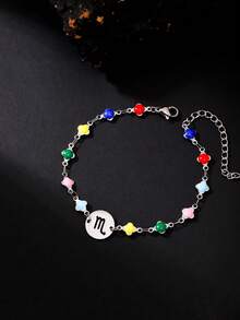 1pc Fashionable Personalized Women's 12 Zodiac Stainless Steel Enamel Bracelet, Suitable For Daily Wear - Multicolor - View 10