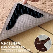 Reusable-No Skid-Washable Rug Pad Grippers For Area Rugs Anti-Slip Pads, Rug Gripper For Hardwood Floors And Tile With Double-Sided, Self Adhesive Rug Tape To Keep Rugs Flat - Black - View 3