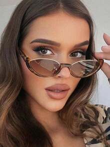 Fashionable Cat Eye Fashion Glasses For Women - Coffee Brown - View 3