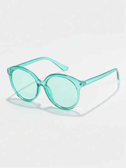 Cute Retro Round Large Frame Transparent Pink Fashion Fashion Glasses For Women, Plastic Casual Decorative Daily Wear