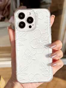 1pc Creative Full-Screen Hibiscus & Leaf Pattern Transparent TPU Material Shockproof Phone Case, Suitable As Holiday Gift For Boyfriend/Girlfriend, Compatible With Apple Xs/Xs Max/Xr/11/12/13/14/14 Plus/15/15 Plus/16/16 Plus/7/8 Plus/17 And Other Models - Multicolor - View 3