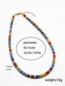 ZIRUISP 1pc 7 Chakra Choker Necklace For Women, Natural Stone Beaded Necklace, Spiritual Healing Reiki Yoga Energy Necklace, Anxiety Relief Jewelry Gift - Multicolor - View 7