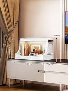 1pc Plastic Folding Storage Cabinet, Double Door Home Living Room Toy Organizer Box, Bedroom Wardrobe Storage Cabinet With Wheels, Clothing Closet Storage Box, Kitchen Trolley Storage Rack - Transparent - View 3