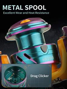 BILLINGS Carrete giratorio, carrete de pesca giratorio de agua dulce ultra suave, con arrastre máximo de 10 kg y bobina de aluminio, relación de engranajes de 5.2:1, carrete de pesca intercambiable izquierda/derecha de metal - Multicolor - Ver 5