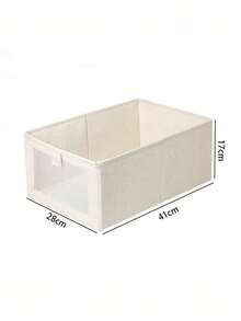 2pcs/1pc Denim Fabric Storage Box With Transparent Window, Suitable For Storing Jeans, Underwear, Socks, Ties, Etc. Applicable For Bedroom, Bathroom, Organization, Travel Essentials - White - View 7