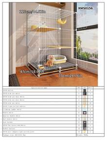 3-Tier Large Space Cat Cage With Litter Box Area, Removable Tray, Suitable For Multi-Cat Households, DIY Metal Cat Villa - Multicolor - View 16