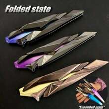 2个无畏契约奇点，Valorant外设模型，ABS塑料材质，可折叠，酷炫减压手指玩具，适合成人，生日、节日、万圣节、圣诞节礼物，有蓝色和紫色可选。 - 彩色 - 查看 1