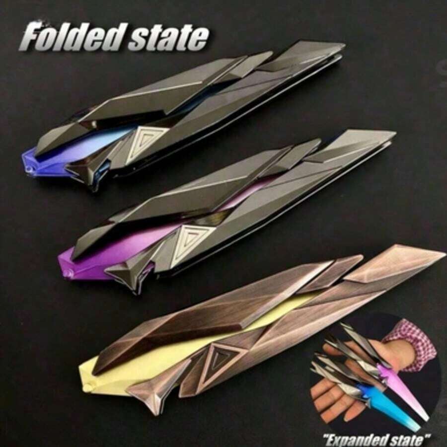 2个无畏契约奇点，Valorant外设模型，ABS塑料材质，可折叠，酷炫减压手指玩具，适合成人，生日、节日、万圣节、圣诞节礼物，有蓝色和紫色可选。 - 彩色 - 查看 1