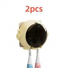 宇航员牙刷架，卡通牙刷收纳架壁挂式，四口之家浴室牙刷架，无需钻孔 - 彩色 - 查看 12