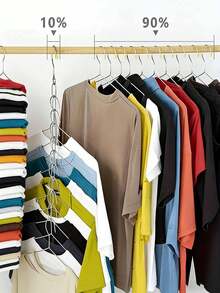 7-Slot Metal Chain Hanger, Space-Saving Foldable Organizer, Multi-Hook High-Efficiency Storage, Durable Wardrobe Accessory, Clothing Organization And Storage - Multicolor - View 3
