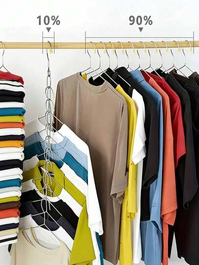 7-Slot Metal Chain Hanger, Space-Saving Foldable Organizer, Multi-Hook High-Efficiency Storage, Durable Wardrobe Accessory, Clothing Organization And Storage