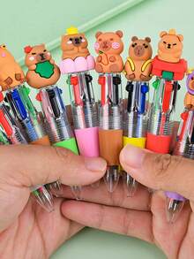 20/20/5/1pc-Capybara & Bunny 4-Color Ballpoint Pen, Cute Multicolor Pen 4-In-1, Spring Easter Basket Stuffer, Lovely Writing Pen For Kids Girls Birthday Gift, Baby Shower Party Favors, School Office Supplies - Multicolor - View 6