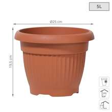 Prosperplast TERRA 5公升花盆，尺寸（毫米）250x250x195，赤陶色 - D - 查看 3