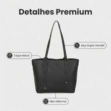 Women's Large Tote Bag, Elegant, Structured, Luxury, Minimalist, Long Shoulder Strap, Modern, Spacious, Fashionable, Casual, Chic, Executive, Work, College, Everyday Use, Textured, Durable, Versatile, Classic, Sophisticated, Large Capacity, Urban Style, Comfortable, Premium - 卡其色 - 查看 5