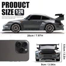 1:24 Escala Coche de Deriva con Control Remoto con Luces LED, Neumáticos de Deriva, Juguete Deportivo de Carreras, Regalo Creativo Adecuado para Adultos, Niños y Niñas, Gris - Multicolor - Ver 4