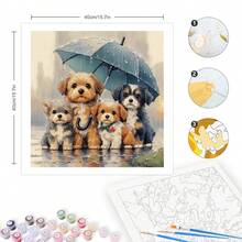 Bộ tranh sơn dầu kỹ thuật số không khung 1 bức, kích thước 40x40cm/16x16in - Tranh gia đình cún con dễ thương, Tranh sơn dầu kỹ thuật số động vật, Nghệ thuật cổ điển, Bộ tranh sơn dầu kỹ thuật số thủ công - 9993397-4040 - Xem 3