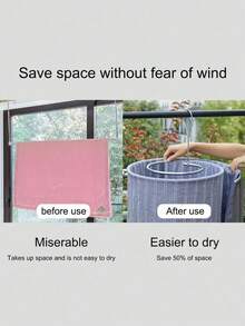 1 pieza Tendedero de ropa en espiral de acero inoxidable, de forma redonda minimalista y ahorra espacio para colgar sábanas - Multicolor - Ver 7