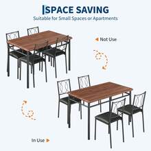 Juego de Mesa de Comedor para 4, pequeña Mesa de Cocina con sillas tapizadas, sillas de Comedor de Madera de Granja para Sala de Cocina, Espacios pequeños, Departamento - Nuez - Ver 4