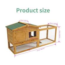 Conejera Grande para Exterior, Jaula de 2 Pisos Resistente a la Intemperie con Malla Extraíble, Casa de Madera para Interior y Exterior con Bandeja Antifugas, Techo Impermeable y Bandeja Extraíble - Color de la madera - Ver 2