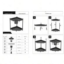 1 chiếc kệ đựng gia vị nhà bếp, hình tam giác, có thể để trên mặt bàn hoặc treo tường, dùng để đựng gia vị, dụng cụ nhà bếp, dao. - màu đen - Xem 2