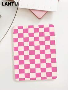 1个粉色棋盘格图案平板电脑保护套，三折支架保护壳，兼容苹果10.2英寸、11英寸（2020/2021款）、（A16）11英寸第11代（2025款）、第9/10代、Air 4代10.9英寸、Galaxy Tab S6 Lite 10.4英寸等机型，防摔，带笔槽，支持睡眠/唤醒功能，实用礼品。 - 彩色 - 查看 2