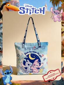 Disney 1 Pc  Officially Licensed Stitch Pattern Canvas Tote Bag, Women's Large-Capacity Shoulder Bag, Lightweight Reusable Shopping Bag – Ideal For Girls, Teens, Cartoon Fans, Perfect For Daily Commutes, Grocery Shopping, School Runs, Beach Trips, Holiday Gatherings,Back To School - DHF52266-sT - View 13