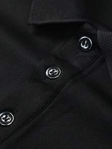 Men's Casual Business Banquet Fashion Minimalist Polo Shirt - Black - View 5