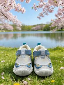 1 Par de Sapatos Esportivos Casuais Respiráveis de Malha com Desenho Cartoon Antiderrapante para Crianças Pequenas, Adequado para Primavera/Verão - Azul Empoeirado - Visão 3