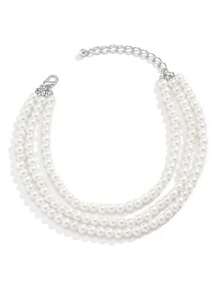 Elegant Sexy Faux Pearl Beaded Tassel Footpiece Women's Party Style Geometric Instep Chain Footpiece - White - View 3