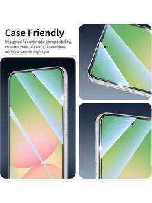 Shockproof Tempered Glass Screen Protector 4-In-1 Set 2pcs Galaxy A56 Tempered Glass Screen Protector + 2pcs Camera Lens Protector, Fit For Galaxy A17/A16/A15/A14/A55/A50S/A54/A53/A52/S24FE, Dual-Layer Shatterproof High-Definition Tempered Glass Screen Protector, [9H Hardness][Anti-Shock][Anti-Scratch], Phone Accessories, Compatible With Phone Cases, Spring Birthday Gift - Clear - View 3