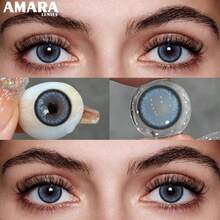 AMARA 1 Pair Grey-Blue Color Disposable Lens, 14.5mm, Suitable For Halloween Costumes - DIAMOND-bLUE - View 3