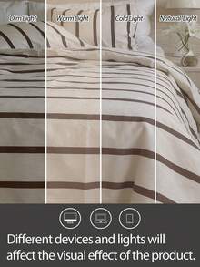 2/3件套100%纯棉条纹被套组（不含被芯） - 柔软透气，现代条纹印花床上用品套装，适用于卧室/客房，家居及宿舍必备装饰，四季皆宜的舒适床上用品套装 - 彩色 - 查看 6