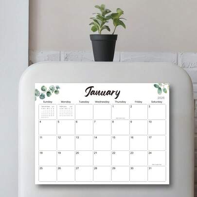 Trees 2026 Magnetic Calendar - 12 Months Fridge Planner With 12 Removable Large Date Frames, Suitable For Reminders And Meal Planning, Great Gift For Work, Home, Office, Study And More