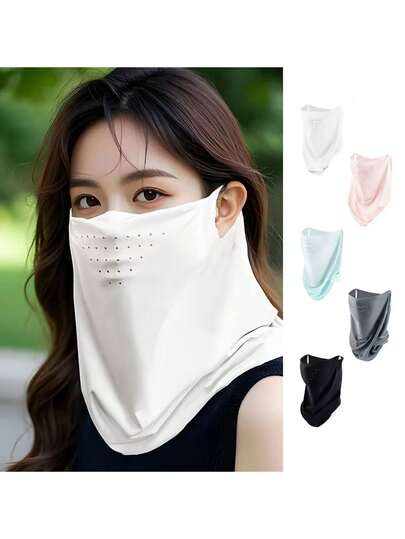 2 piezas Cuello Calentador Unisex Transpirable, Diadema Enfriadora de Seda de Verano, Pañuelo para Ciclismo, Máscara Facial para Deportes al Aire Libre. Tela de Seda de Hielo/Diseño de Agujeros Transpirables/Protección Solar Completa para el Rostro/Estable para Colgar de las Orejas