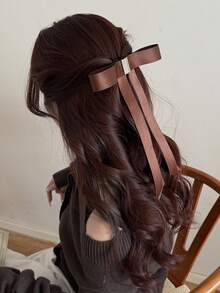 3件套女士发饰，新款磁性蝴蝶结发夹，甜美优雅公主风蝴蝶结发夹，可拆卸丝带蝴蝶结小发夹，适合日常或约会佩戴，优雅爪夹，夏季沙滩发夹，度假旅行必备 - 棕色+粉紅色+黑色 - 查看 6