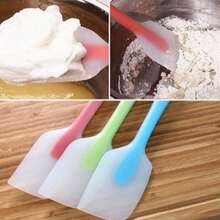 1pc FDA Approved Integrated Semi-Transparent Silicone Scraper, Large Semi-Transparent Scraper, Cake Spatula, Cream Mixer, Small Scraper - Blue - View 7