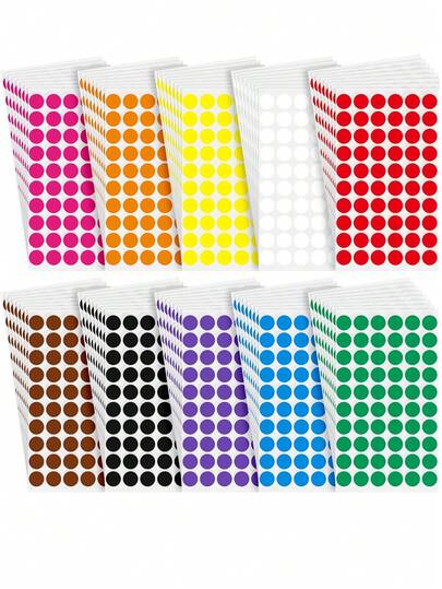 10 Stück bunte runde 10-Farben Etiketten Aufkleber, runde Punkt Klebeaufkleber Scrapbooking Zubehör Schreibwaren lustige Aufkleber Kindle