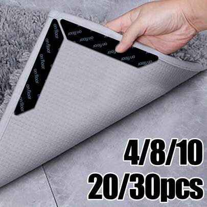 Sujetadores de alfombra para pisos de madera dura, cinta de alfombra lavable para alfombras de área, almohadillas antideslizantes para alfombras en pisos de baldosas y laminados, cinta adhesiva por ambos lados para mantener las esquinas planas