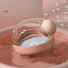 1支宠物美容按摩刷，带皂液/洗发水分配器，柔软硅胶材质，适用于长毛犬猫，使用方便，快速深层清洁 - 彩色 - 查看 11